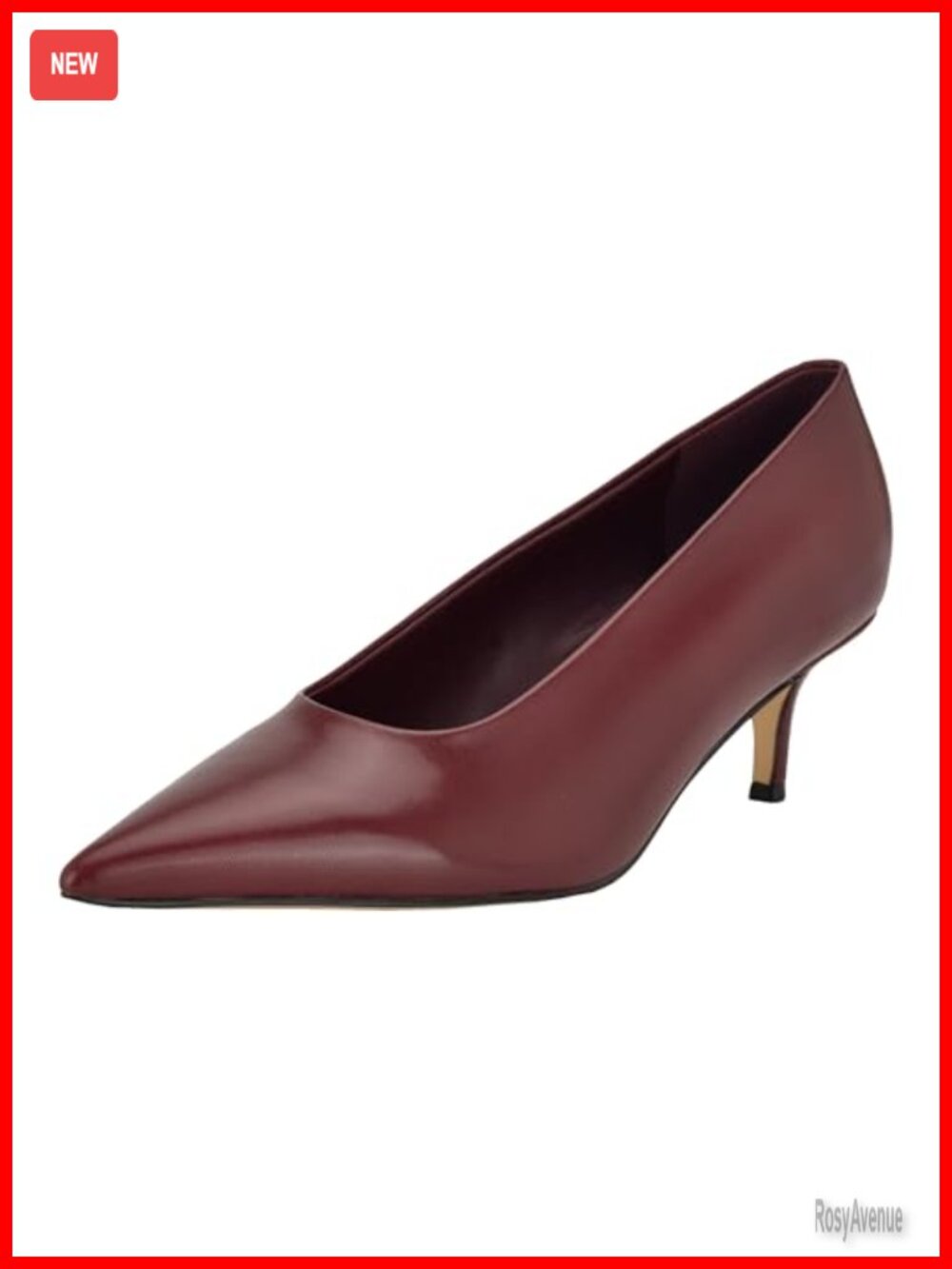 Pointy Toe Kitten Heel Dress Pumps Leather Upper Slip-On